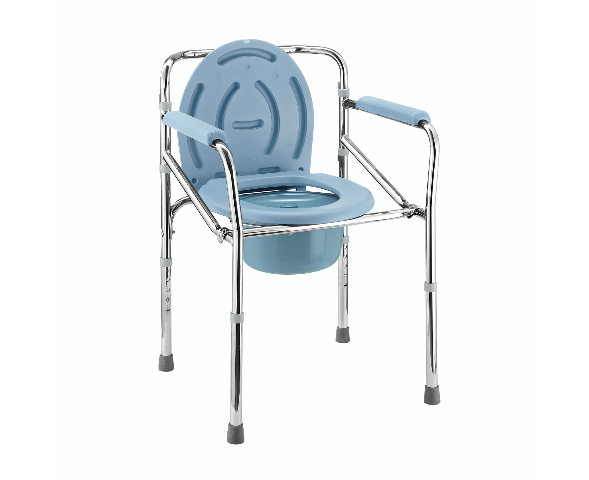 Commode Shower Chair Toilet Seat 3in1 Wheelchair Bath Stool Bedside Adjustable Seating Medical Elderly Aid with Arms