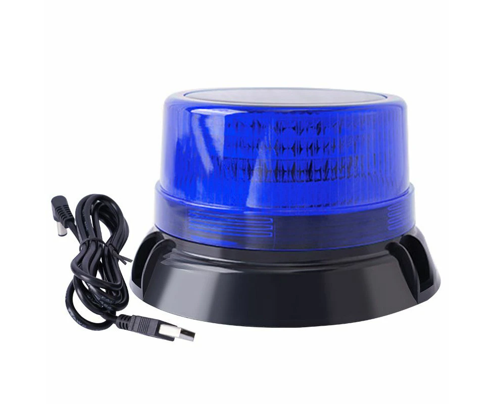 Solar Powered LED Strobe Lights Wireless Waterproof Blue Beacon Portable Rotating Warning Lights for Vehicles Tow Trucks School Buses