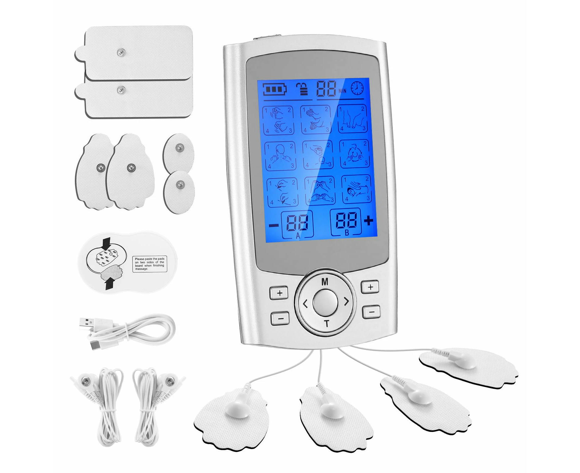 TENS EMS Muscle Stimulator Electric Rechargeable Massager Machine Portable Neck Back Knee Nerve Massage Unit Device 36 Modes