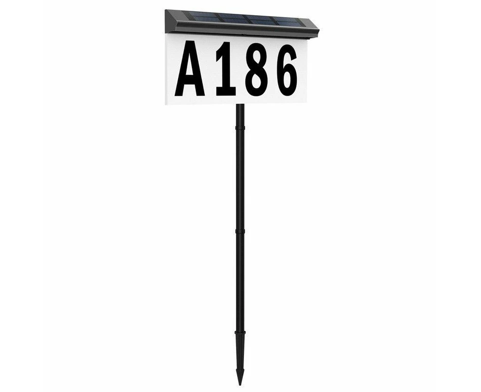 Waterproof Solar Powered 2 Color LED Illuminated House Numbers Address Plaque with Stake for Outdoor Yard