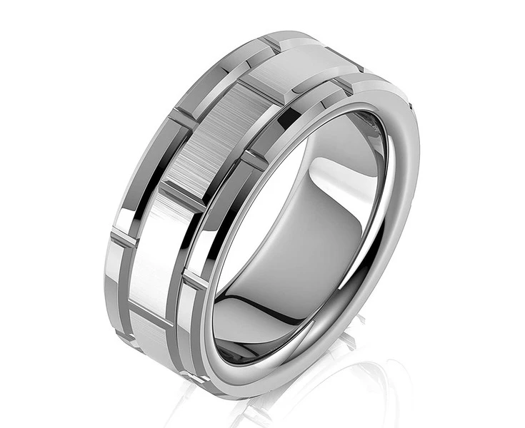 Men 8mm Titanium Steel Ring Groove Ring