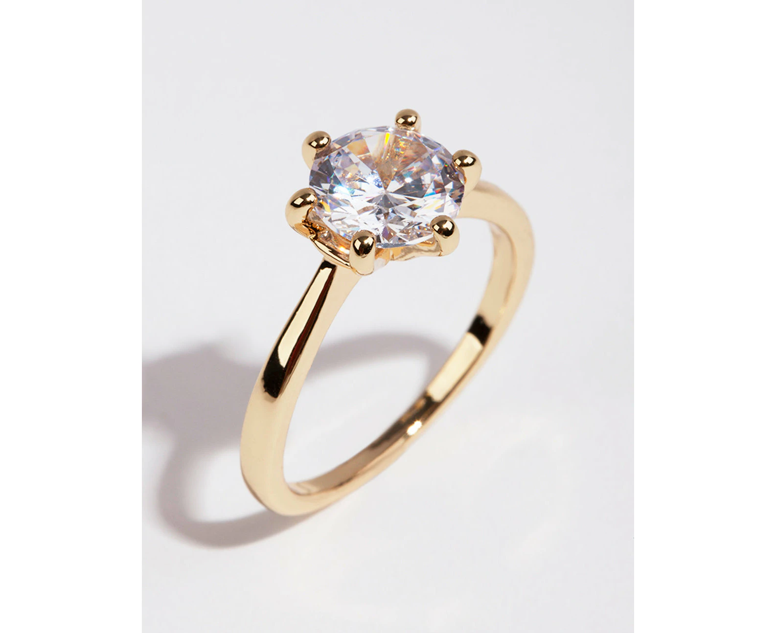 Gold Plated Round Cubic Zirconia Ring