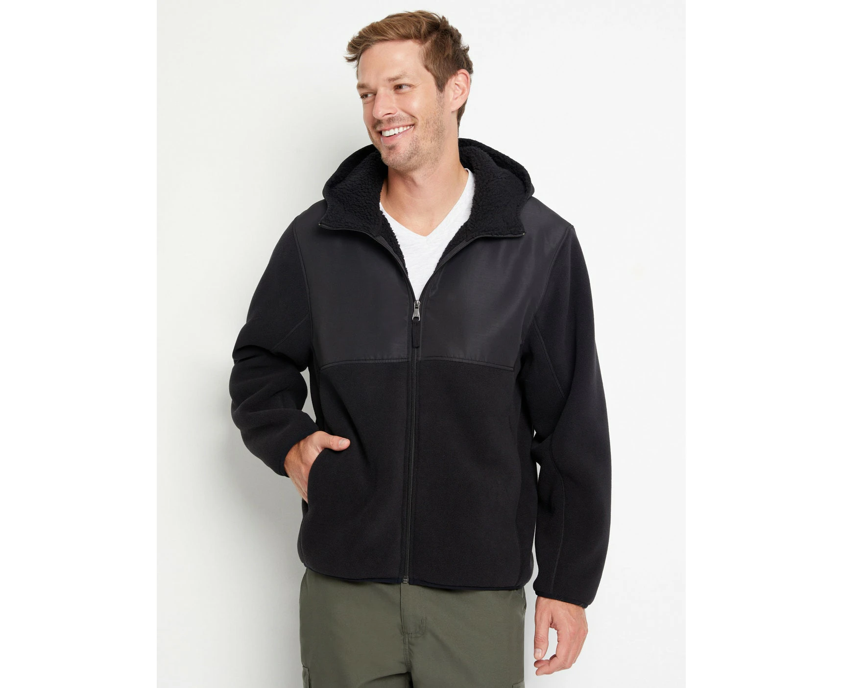 rivers - Mens - Jumper - Winter - Black - Pullover / Sweater - Fleece - Sherpa Zip Front Sport Hoodie - Casual Fashion - Office Wear - Work Clothes