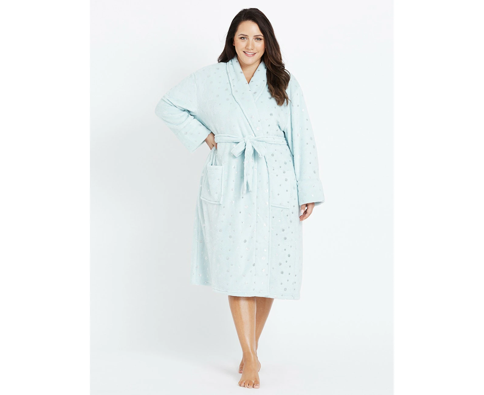 BeMe - Plus Size -  Long Sleeve Foil Bathrobe