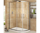 ELEGANT Curved Shower Enclosure and Anti-Slip Base,Nano Easy to Clean Tempered Glass,Sliding Shower Door Seal 6mm,Bath Screen,Right Side 1000x800mm