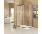 ELEGANT Curved Shower Enclosure and Anti-Slip Base,Nano Easy to Clean Tempered Glass,Sliding Shower Door Seal 6mm,Bath Screen,Right Side 1000x800mm