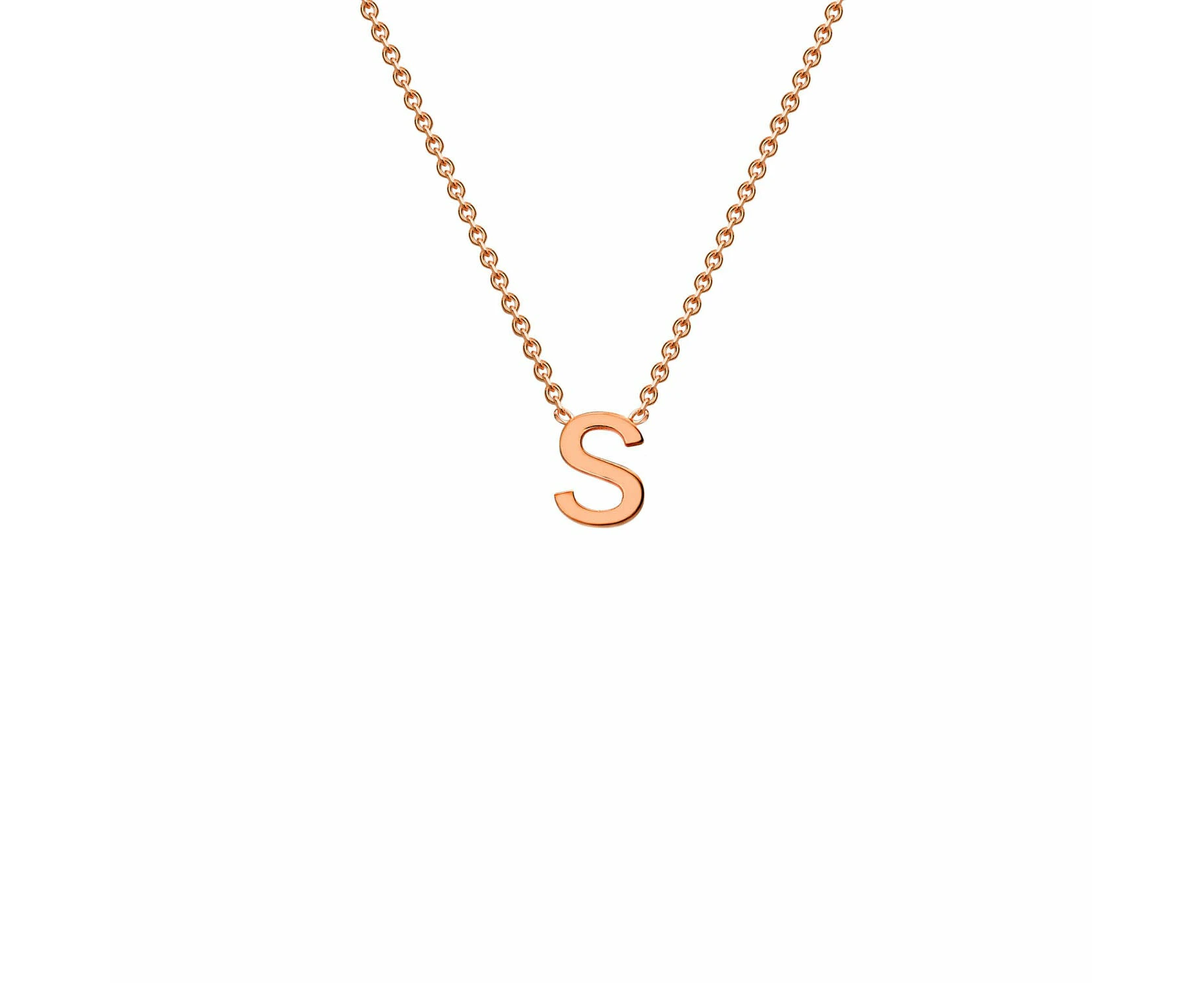 9K Rose Gold 'S' Initial Adjustable Letter Necklace 38/43cm