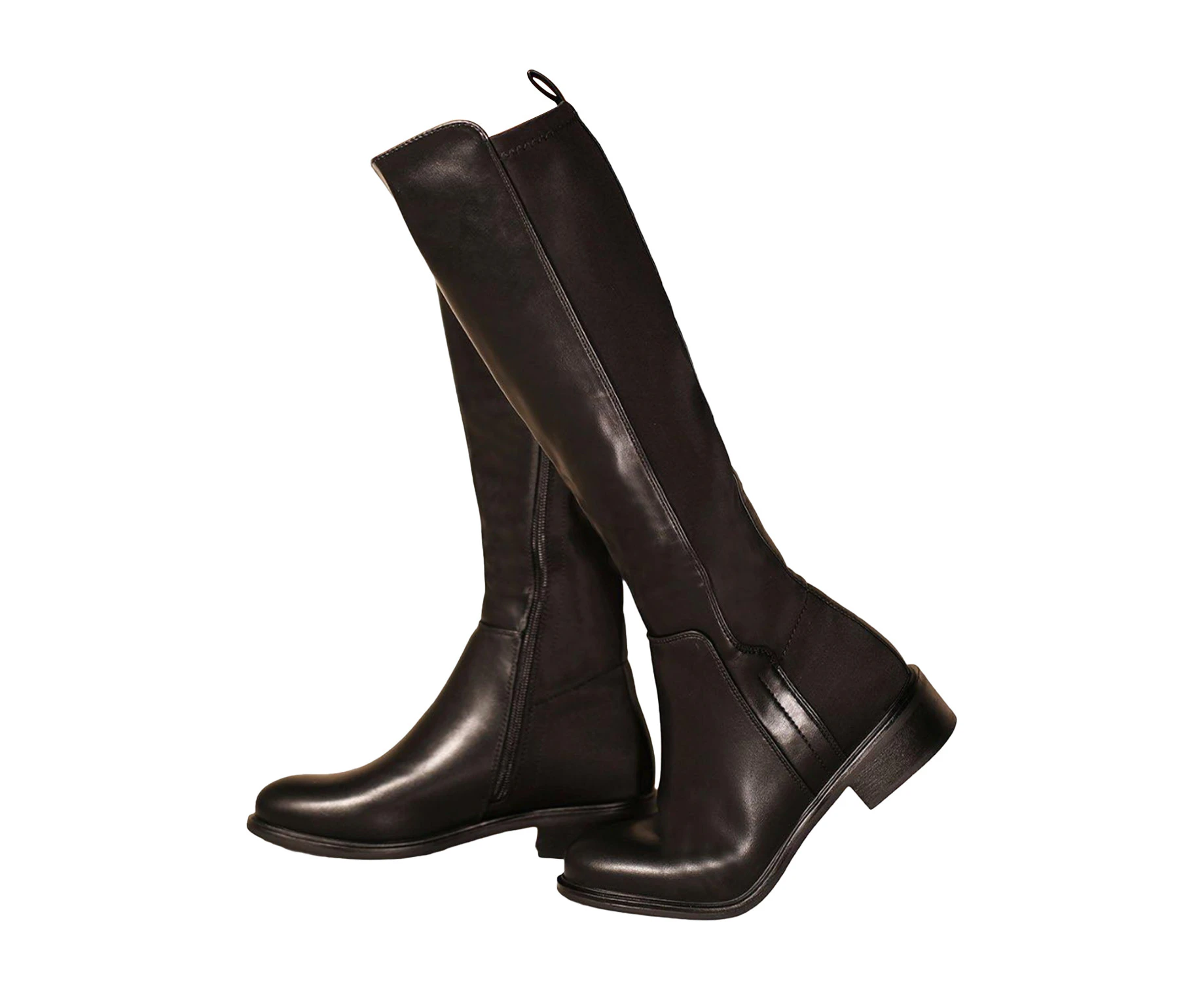 Where's That From Womens Parker PU Side Zip Knee-High Boots (Black) - WM411