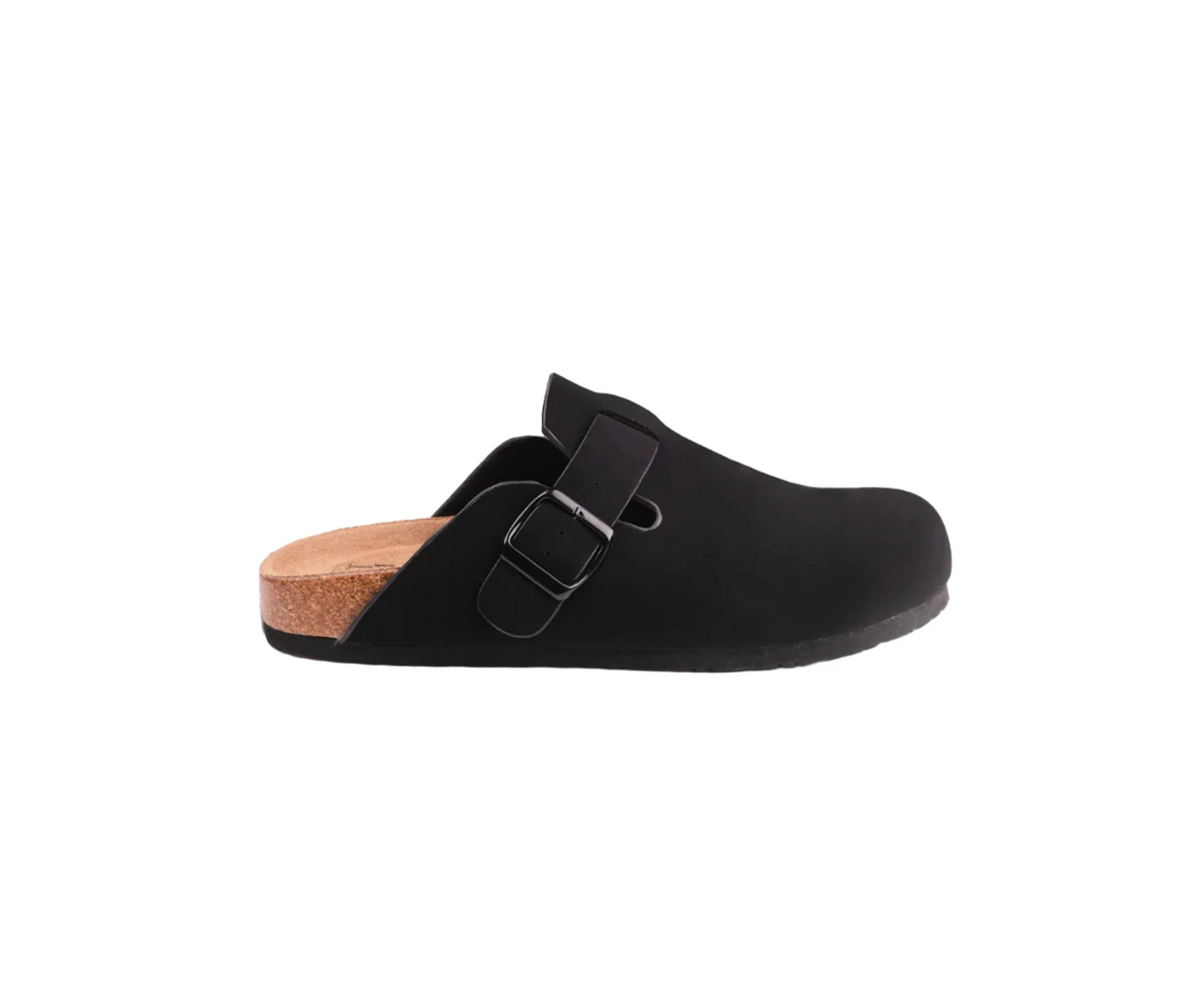 Where's That From Womens Palm Nubuck Closed Toe Buckle Detail Flat Sandals (Black) - WM442