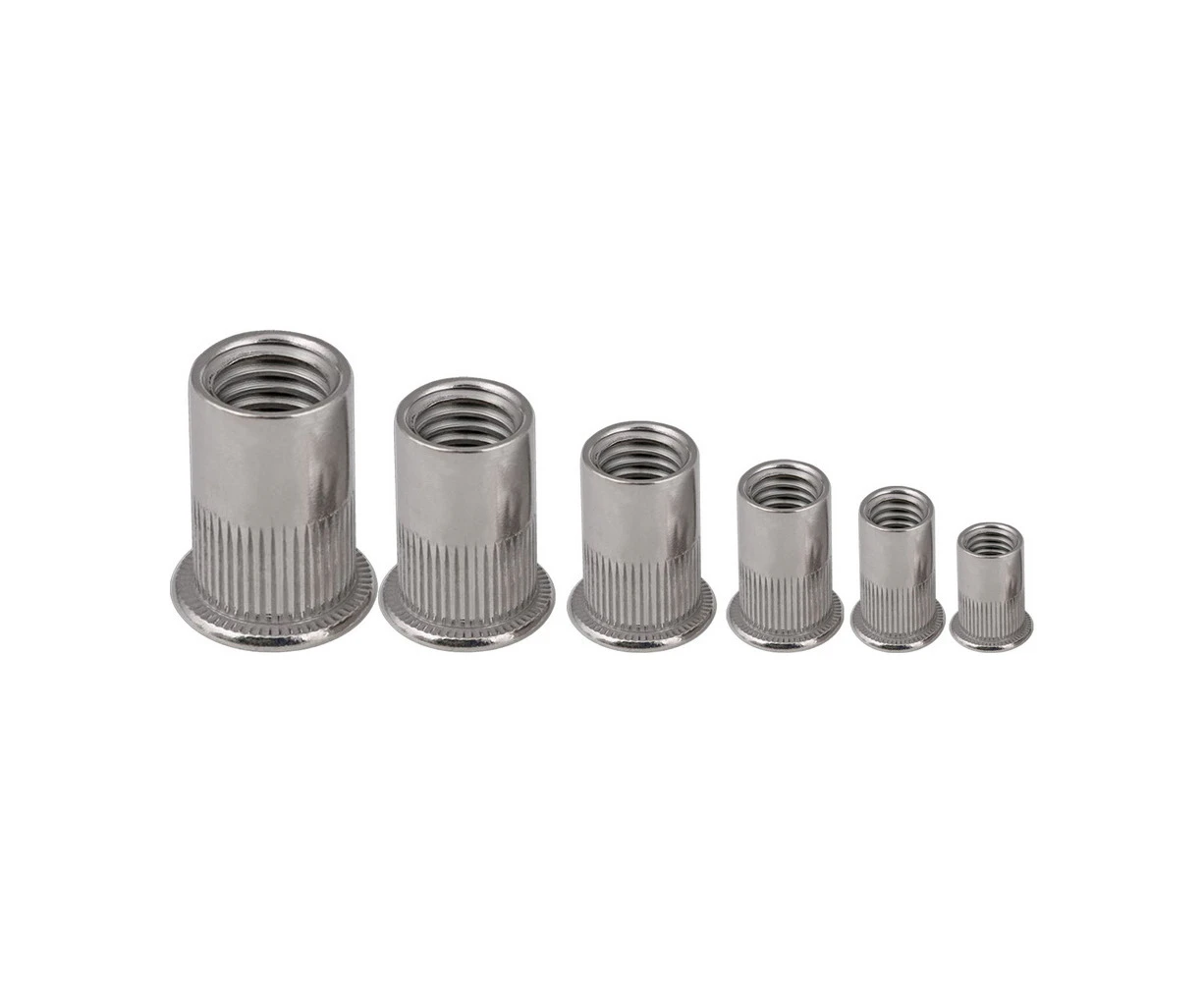 M3 Rivet Nuts Metric Nutserts, 304 Stainless Steel 180pcs, Nut Bolt Flange Blind Head Threaded Rivetnut Insert Kit Flat Set Riv Nut Tool Rivets Sunk