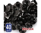 40X Black Brass Chicago Screws Leather Rivets Belt Craft Nail Stud Head Round Binding Fasteners Strap Sturdy Backscrews Flat Golden M9X5X4mm Solid