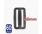 50mm Tri-Glide Buckles Slider Adjustable Buckle Slides Tri Glide Triglide Clip Belt Cord Strap Webbing Adjuster Plastic Release Backpack Black 60x