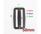 50mm Tri-Glide Buckles Slider Adjustable Buckle Slides Tri Glide Triglide Clip Belt Cord Strap Webbing Adjuster Plastic Release Backpack Black 60x