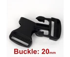 Buckle Quick Release Tri-Glide Slider Plastic Military Grade Dual Side Adjustable Loop Triglide Strap Martingale Dog Slides Bracelets 20mm Black 6x