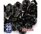 20X Black Brass Chicago Screws Leather Rivets Belt Craft Nail Stud Head Round Binding Fasteners Strap Sturdy Backscrews Flat Golden M9X5X4mm Solid