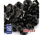 160X Black Brass Chicago Screws Leather Rivets Belt Craft Nail Stud Head Round Binding Fasteners Strap Sturdy Backscrews Flat Golden M9X5X4mm Solid