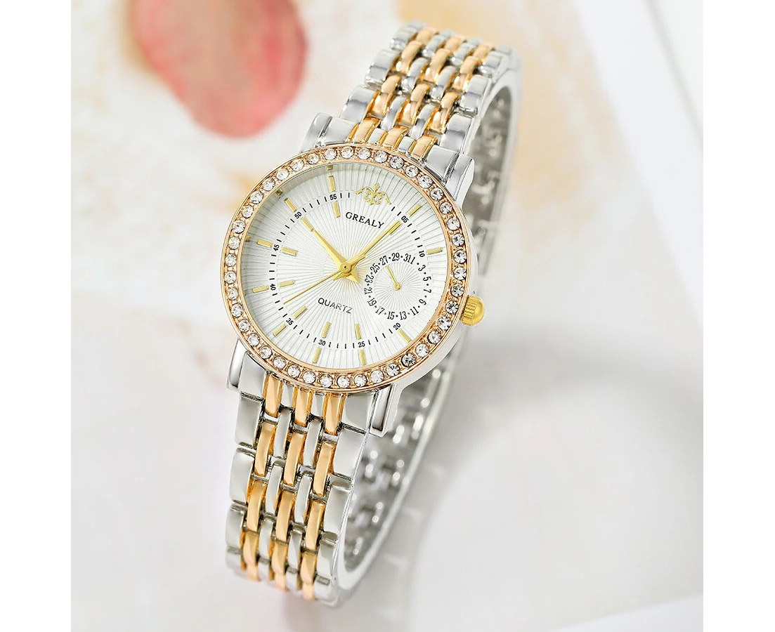 Women Quartz Watch Business Fashion Casual Round Rhinestone Quartz Watch