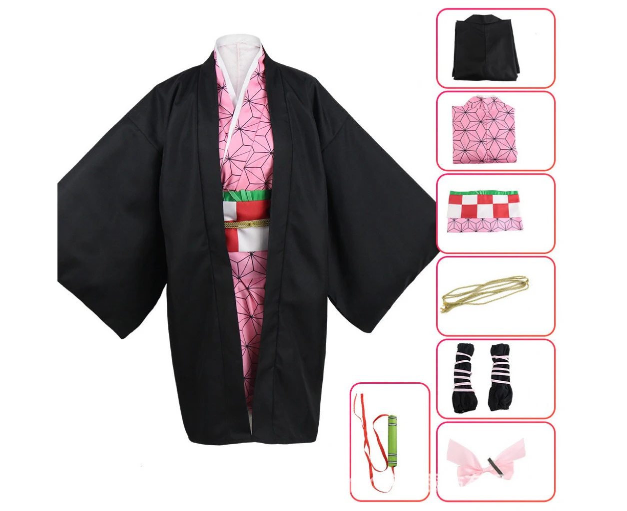 Womens Demon Slayer Nezuko Kamado Costume Kimetsu No Yaiba Anime Cosplay