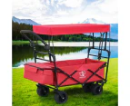 Gardeon Garden Cart with Removable Canopy Red