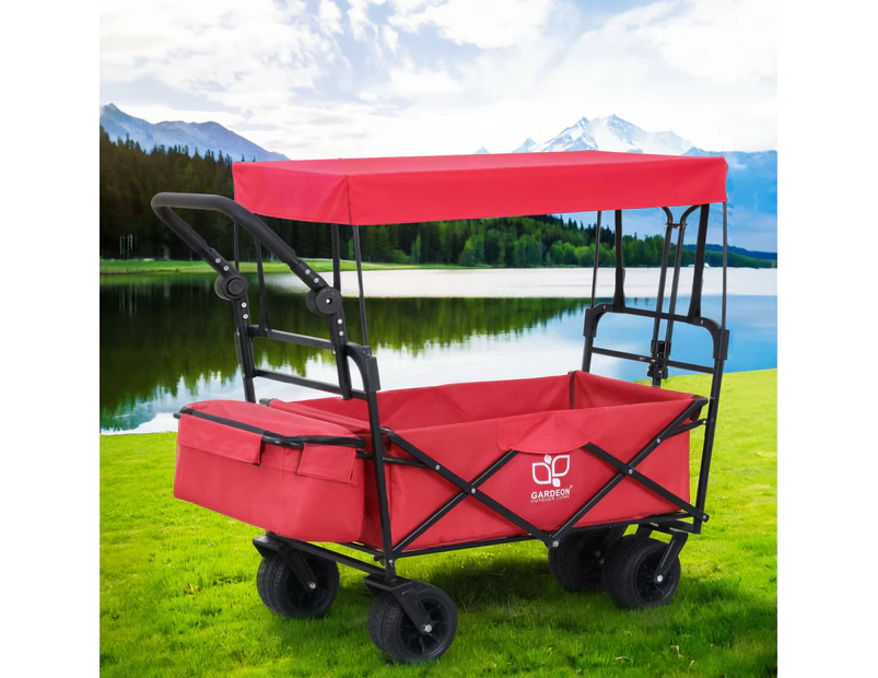 Gardeon Garden Cart with Removable Canopy Red