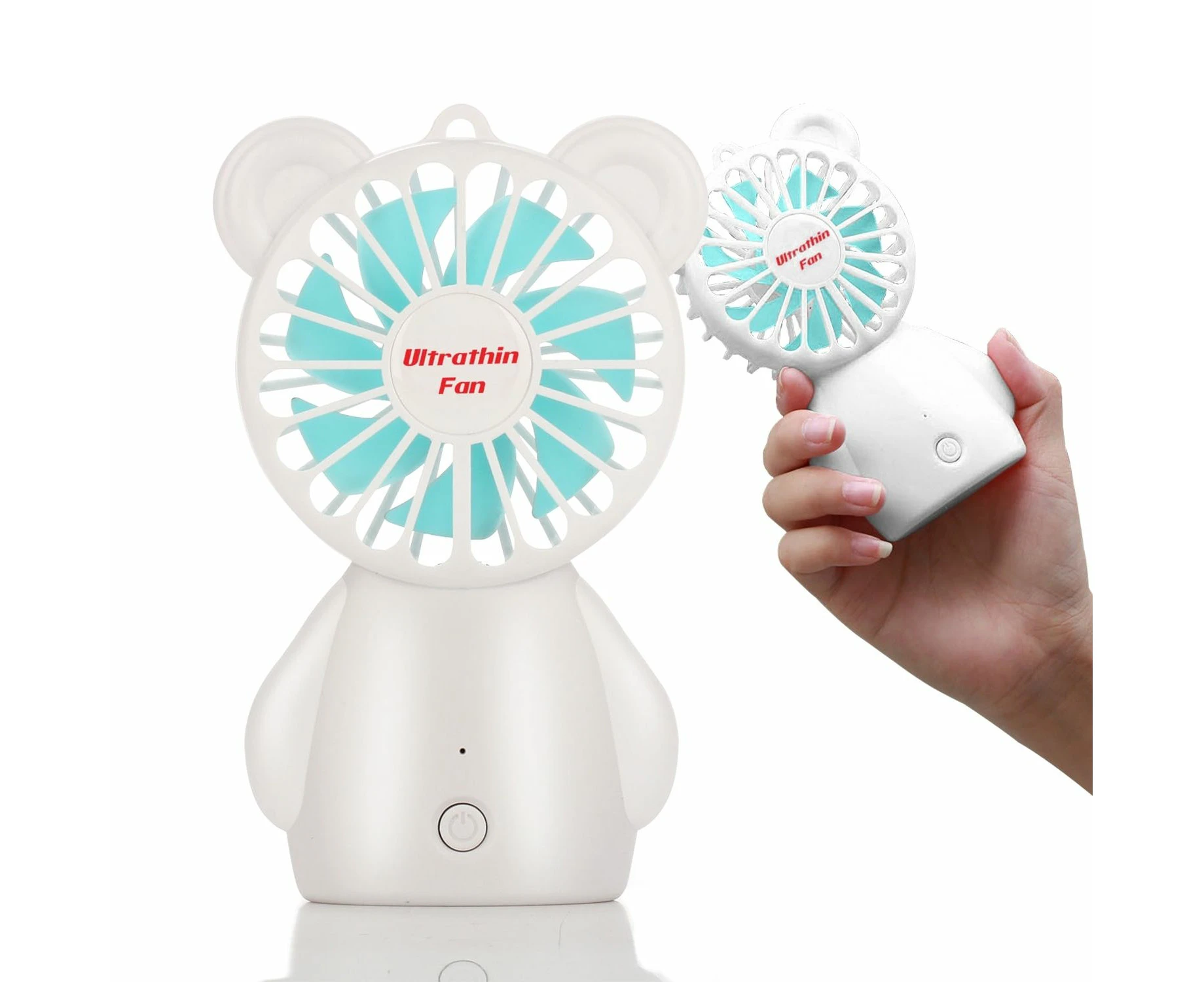 GOMINIMO Portable Rechargeable Mini Handheld Fan 3 Speed Adjustable - White