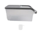 10KG Transparent Rice Storage Box Rice Dispenser Container Slide Cover Grain Storage Bucket with Wheels and Measuring Cup Grey