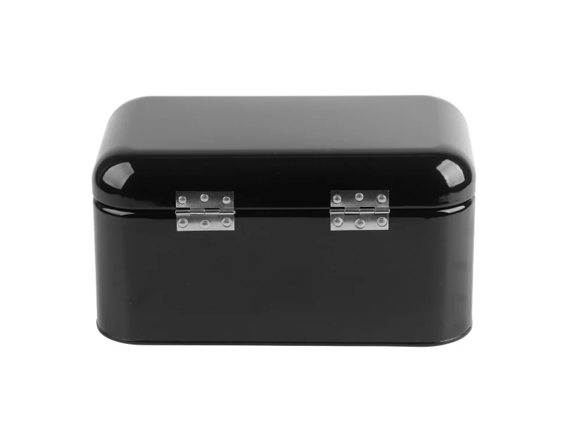 Solid Color Retro Metal Bread Bin Box Large Capacity Kitchen Storage Container (Black)