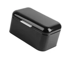 Solid Color Retro Metal Bread Bin Box Large Capacity Kitchen Storage Container (Black)