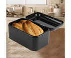 Solid Color Retro Metal Bread Bin Box Large Capacity Kitchen Storage Container (Black)