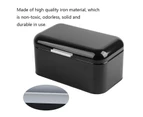 Solid Color Retro Metal Bread Bin Box Large Capacity Kitchen Storage Container (Black)