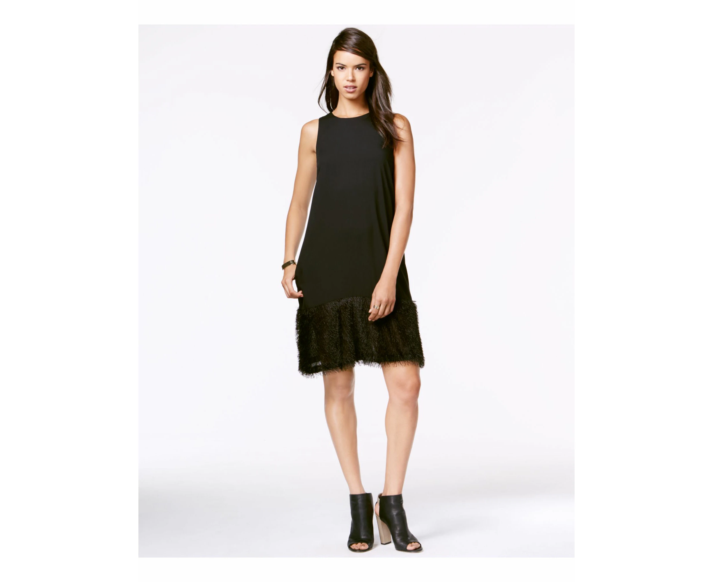 RACHEL ROY Womens Black Sleeveless Jewel Neck Knee Length Shift Dress Size: XS