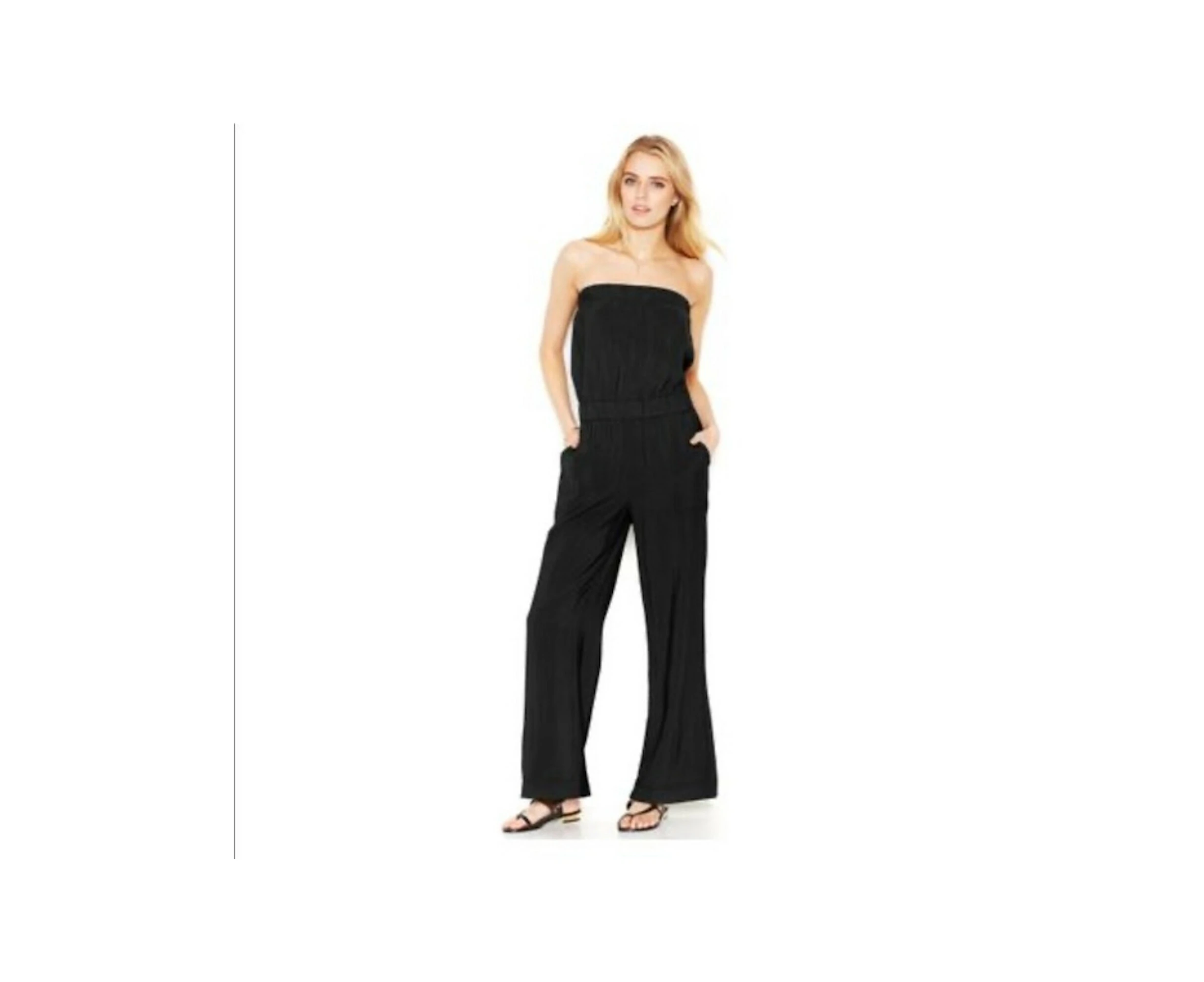 RACHEL ROY Womens Sleeveless Strapless Jumpsuit Wide Leg