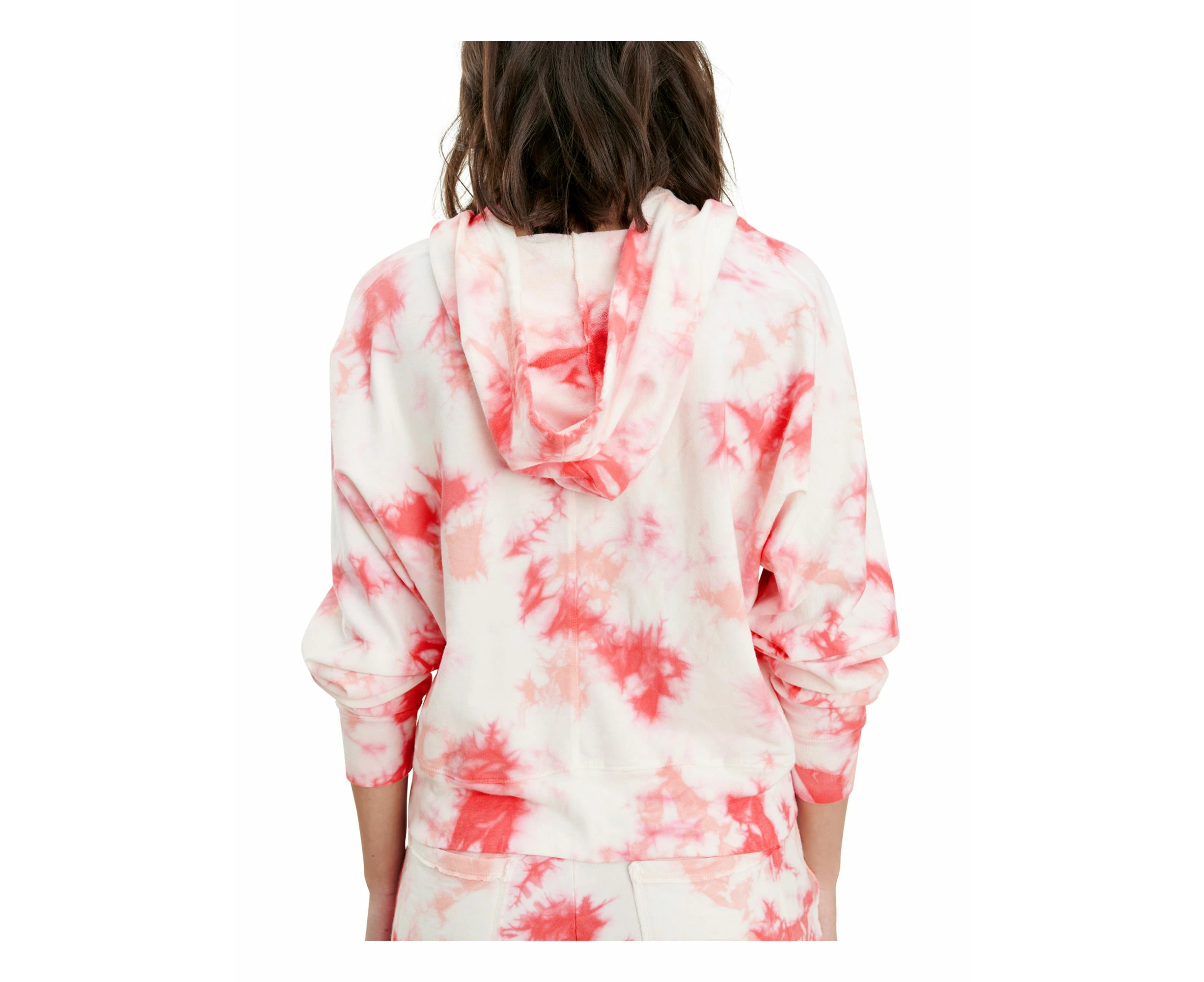 SPLENDID Womens Red Tie Dye V Neck Hoodie Top L