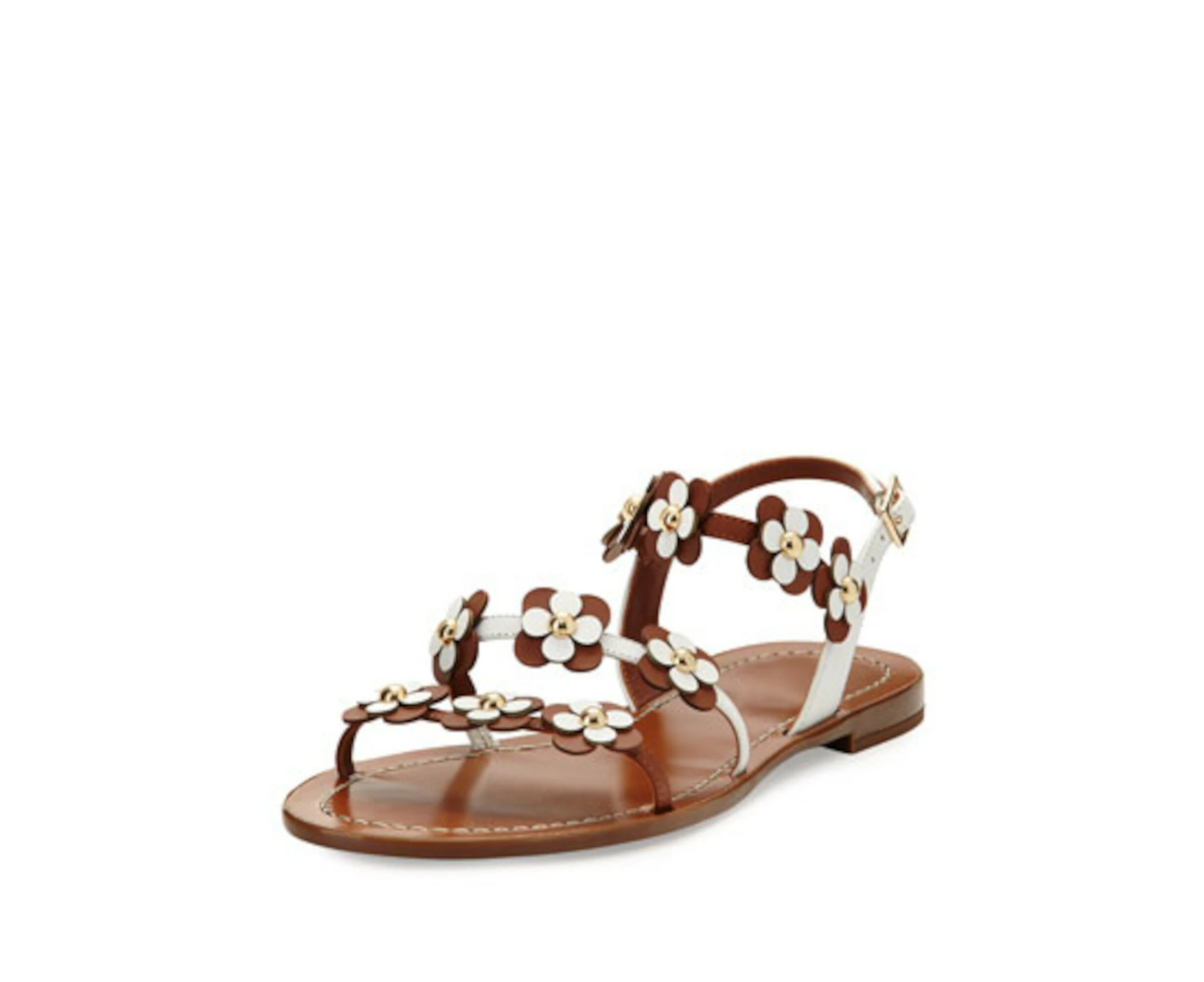 KATE SPADE   YORK Womens Luggage Vacchetta Brown Floral Adjustable Slingback Strap New York  Colorado Round Toe Buckle Leather Sandals Shoes 6.5 M