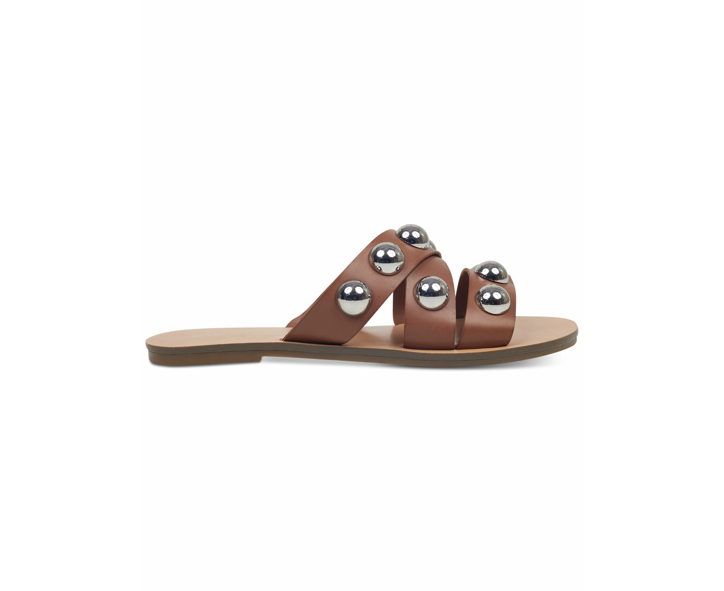 MARC FISHER Womens Brown Oversized Ornaments Bryte Round Toe Slip On Sandals Shoes 5.5 M