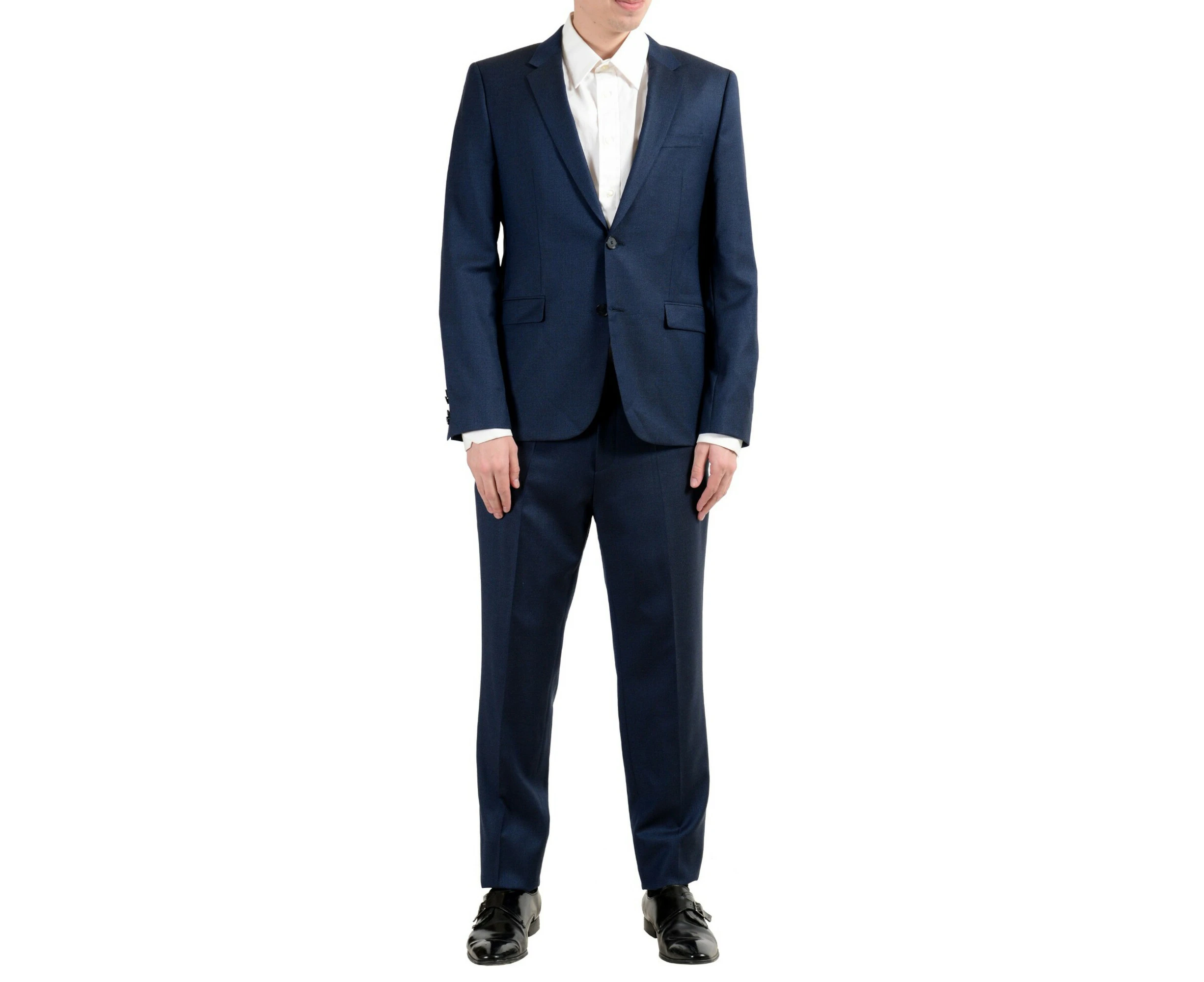 HUGO Mens Boss Red Label   Astian/hets Blue Flat Front Single Breasted Extra Slim Fit Suit 38S 37 WAIST