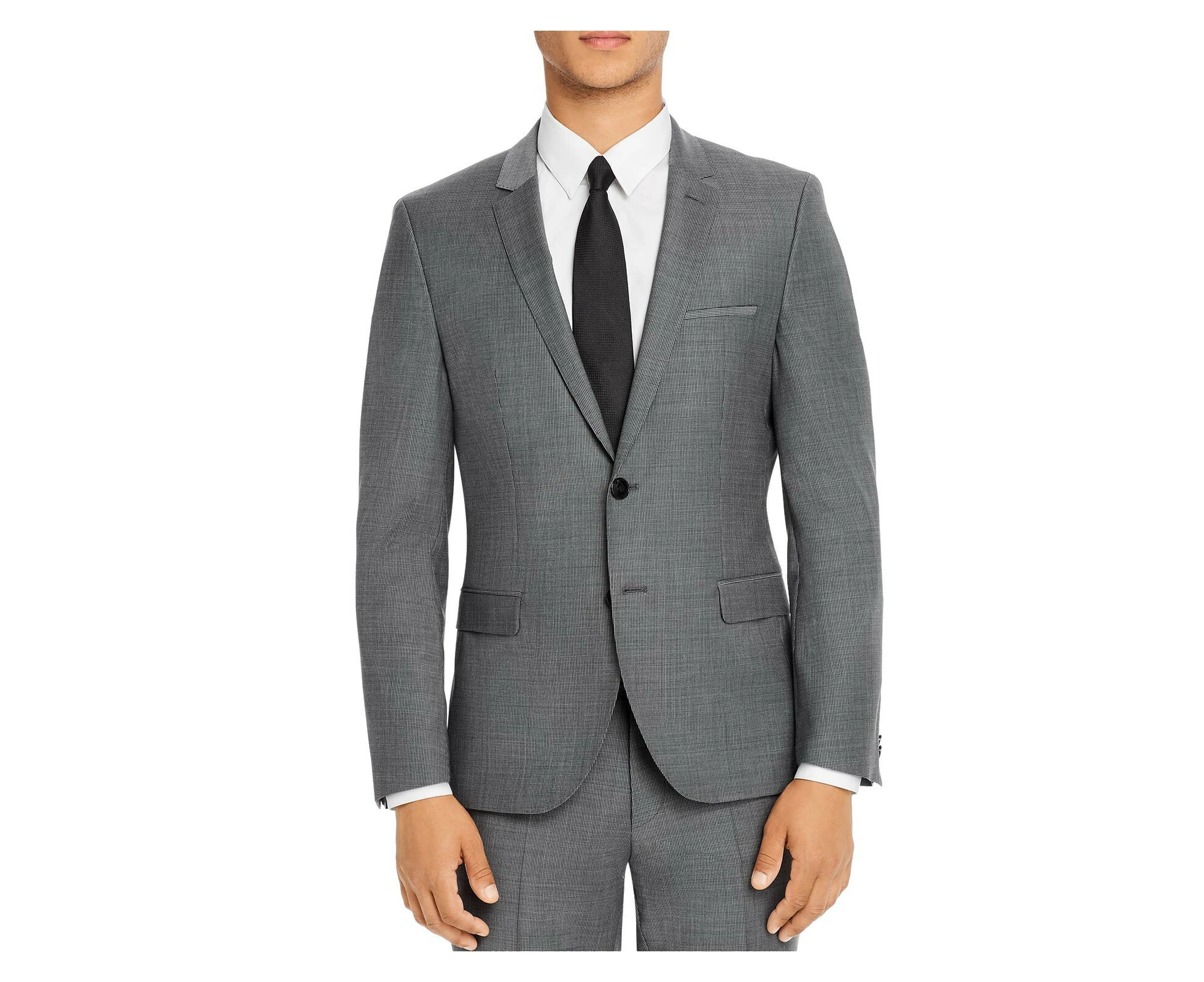 HUGO BOSS Mens Gray Single Breasted, Stretch, Extra Slim Fit Suit Separate Blazer Jacket 38S