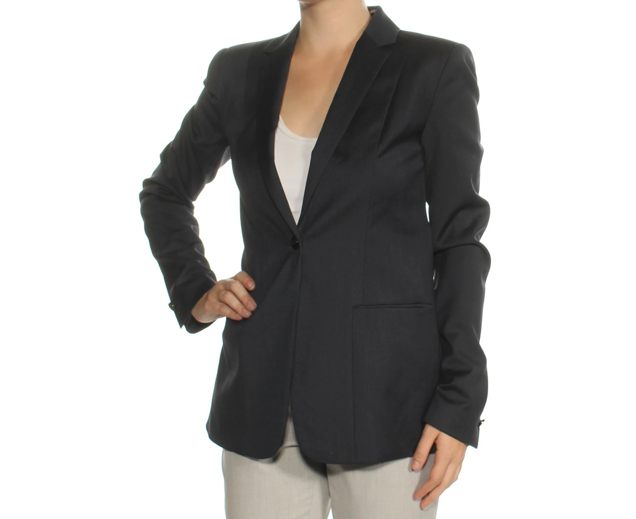 ELIE TAHARI Womens Navy Blazer Wear To Work Jacket Size: 0