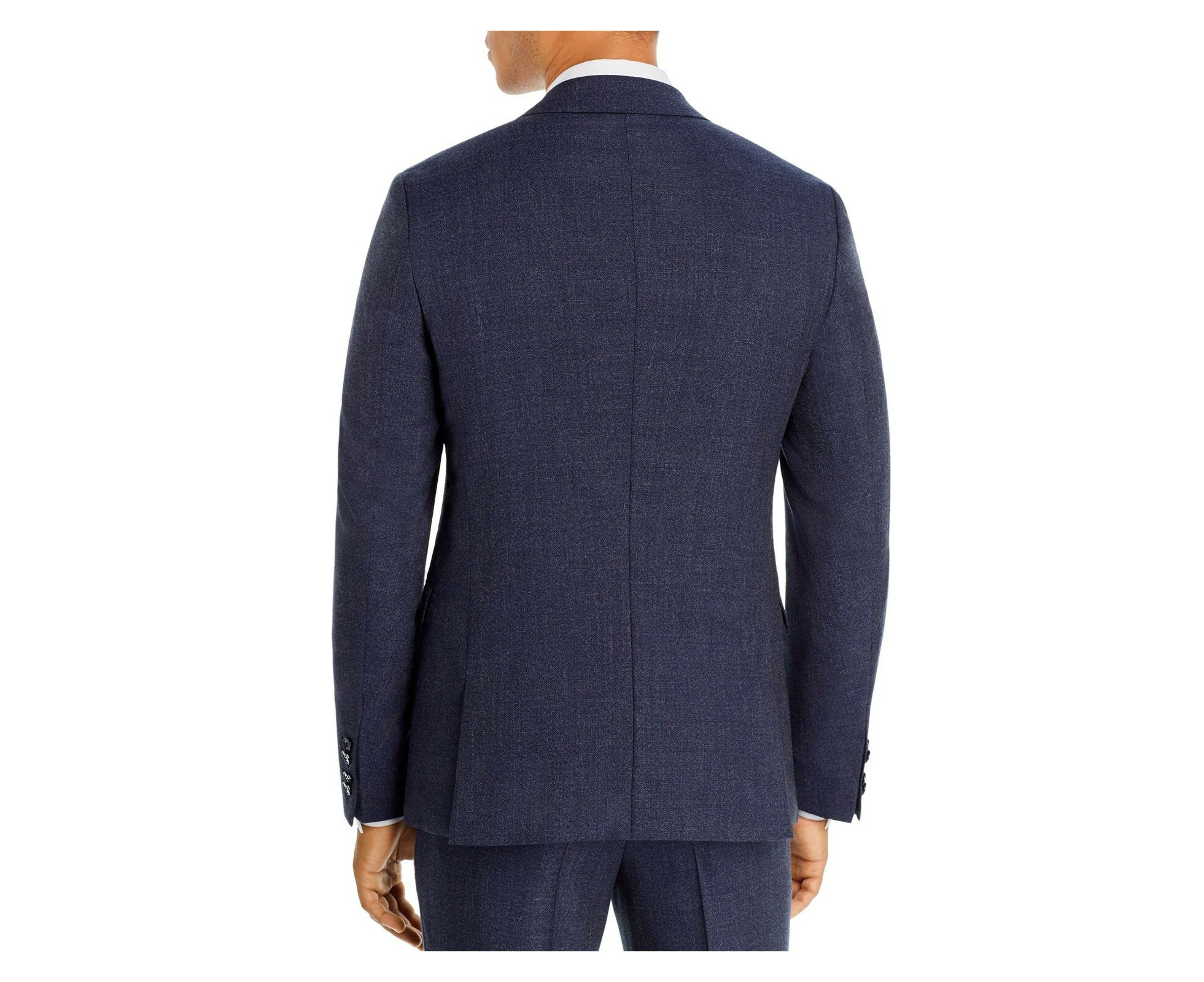 HUGO BOSS Mens Astian Melange Navy Single Breasted, Slim Fit Wool Blend Suit Separate Blazer Jacket 42L