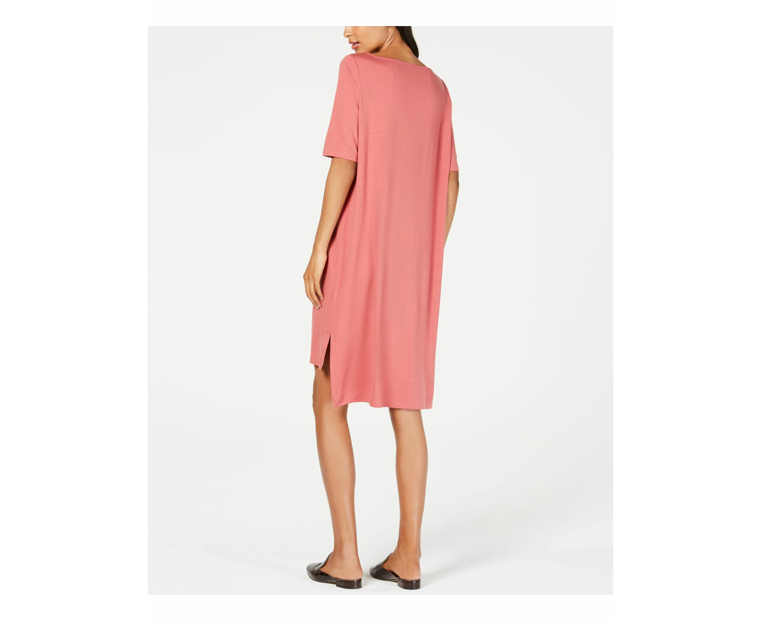 EILEEN FISHER Womens Pink Jewel Neck Above The Knee Hi-Lo Dress Petites XS\TP