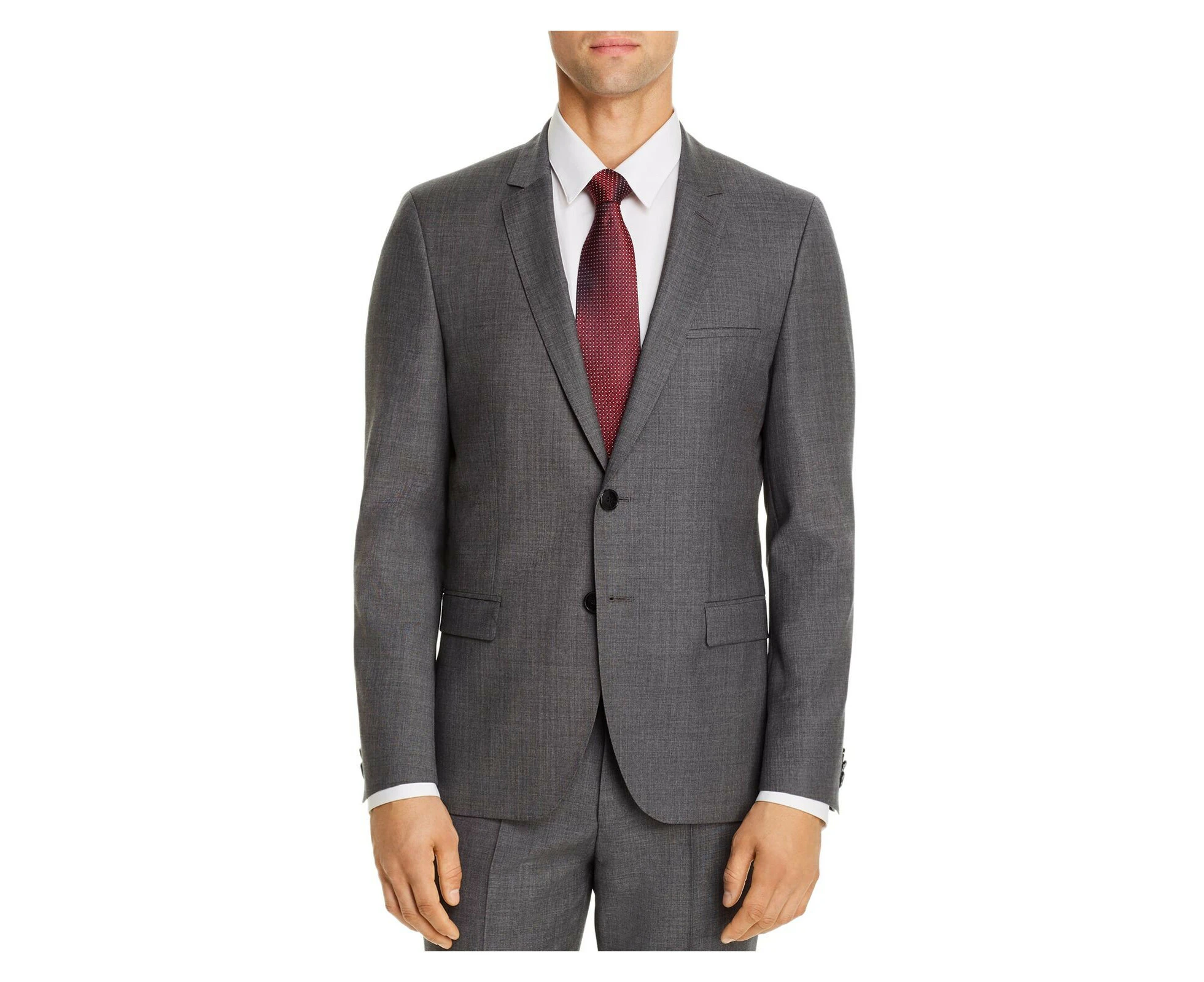 HUGO BOSS Mens Arti Sharkskin Gray Single Breasted, Extra Slim Fit Wool Blend Suit Separate Blazer Jacket 40L