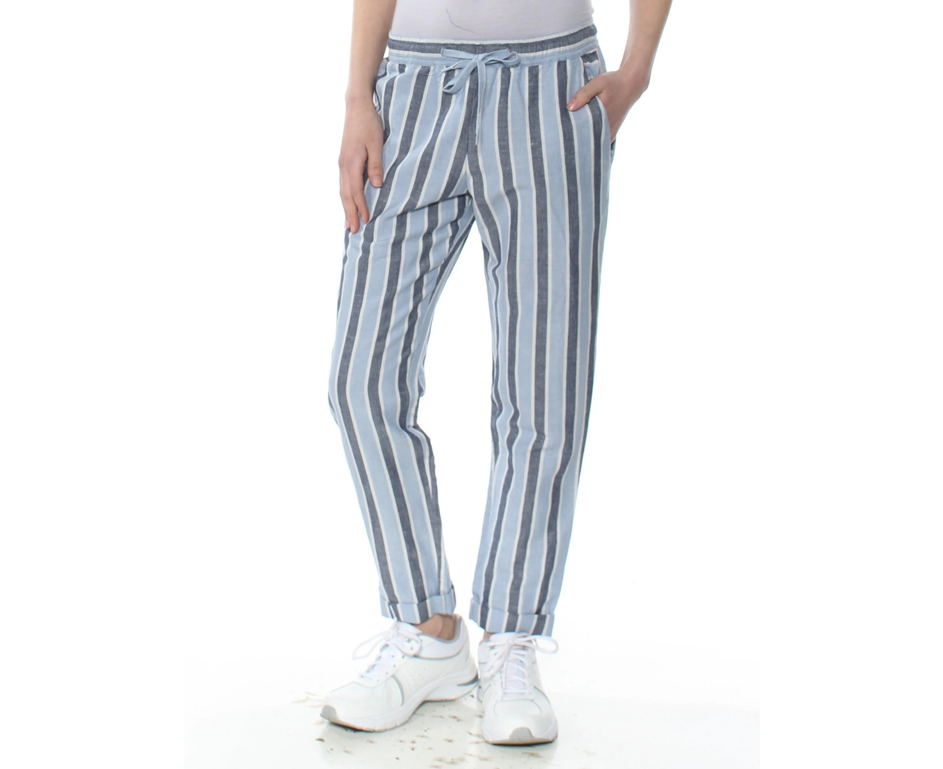 FRENCH CONNECTION Womens Blue Striped Cuffed Pants 0