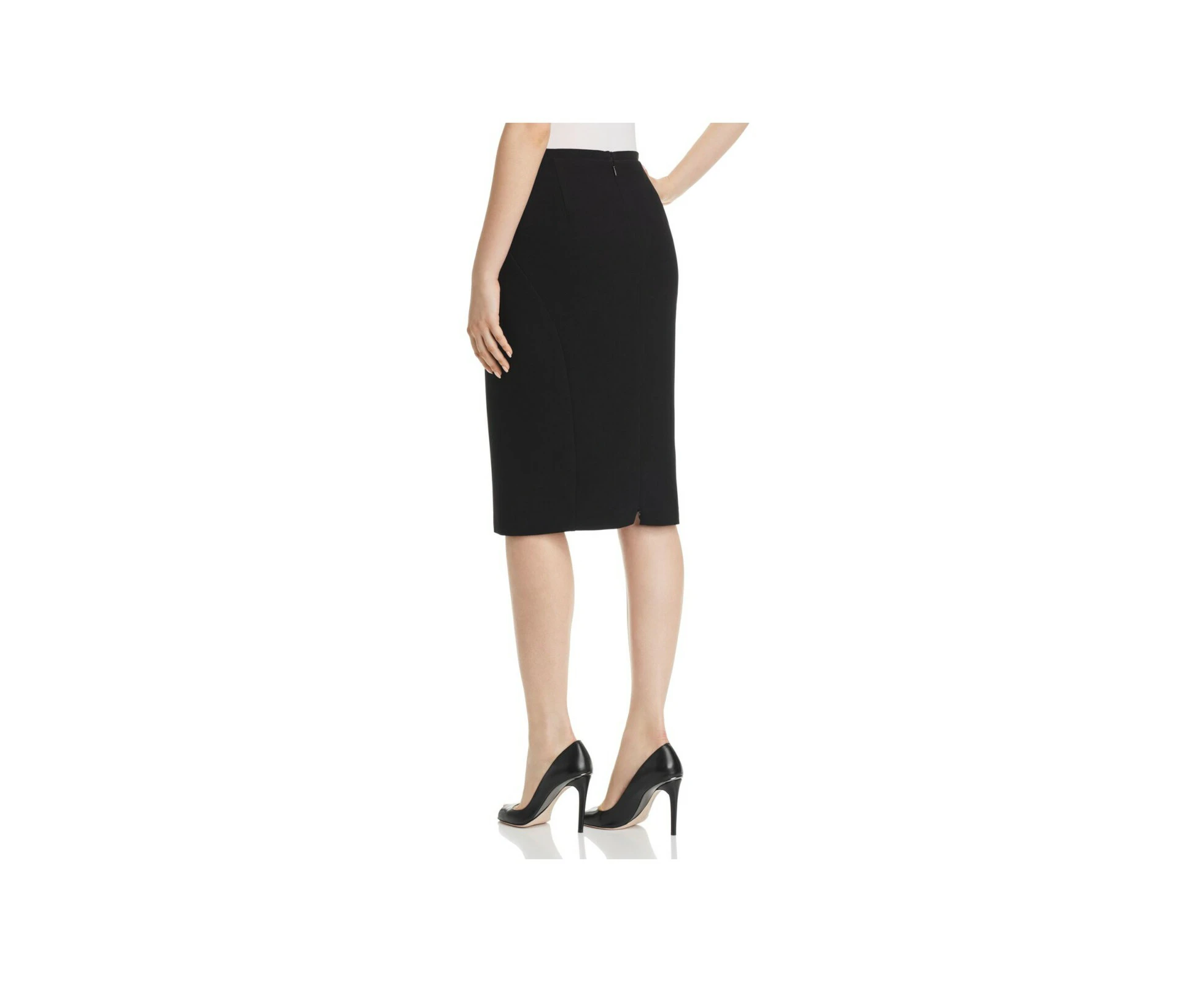 ELIE TAHARI Womens Black Zippered Below The Knee Wear To Work Pencil Skirt 0