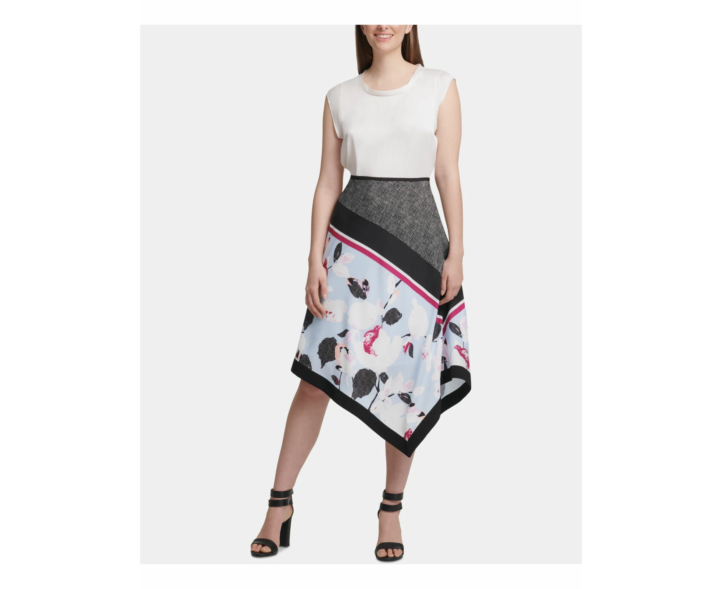 DKNY Womens Tea-Length A-Line Skirt