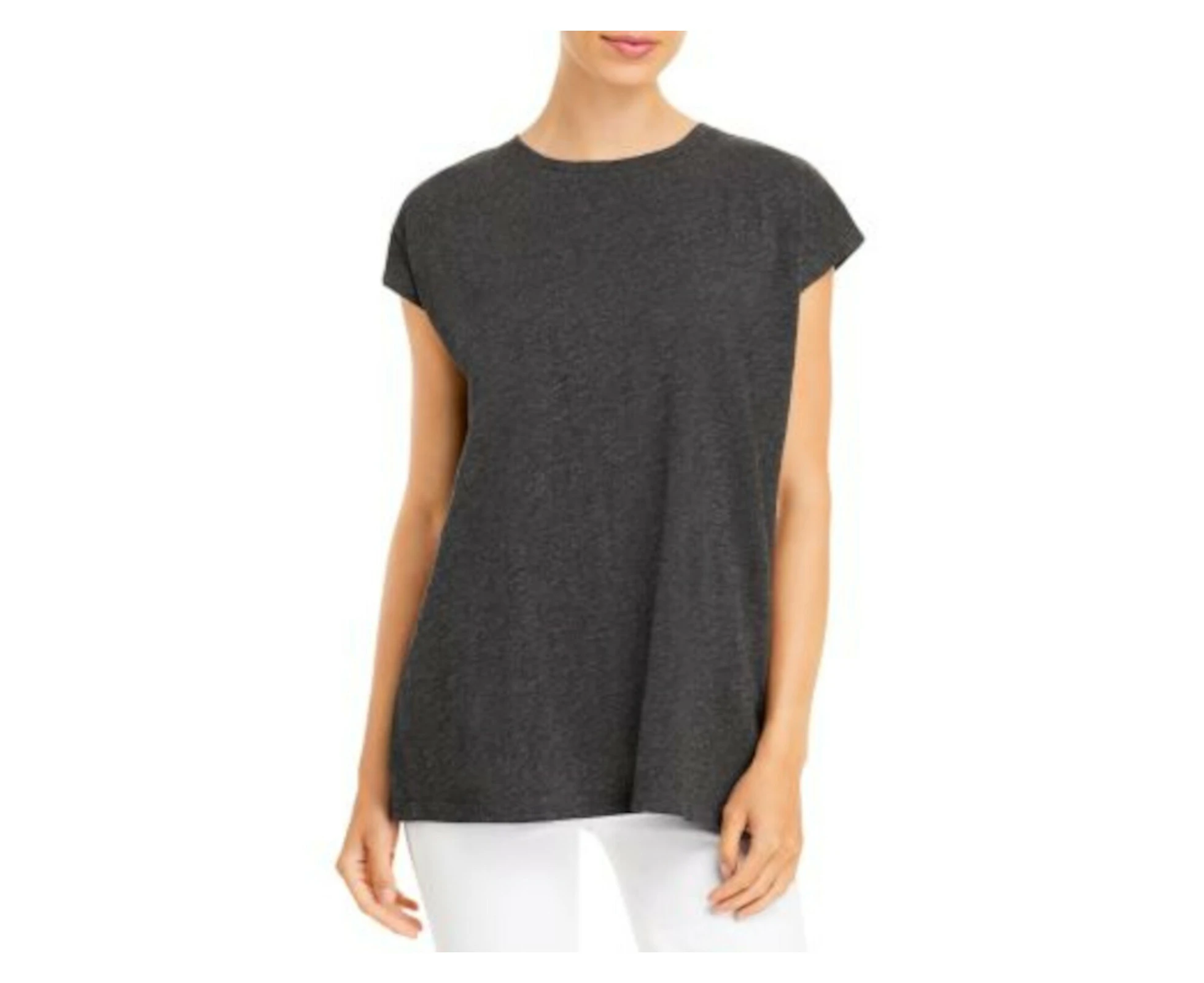 EILEEN FISHER Womens Cap Sleeve Crew Neck Tunic Top