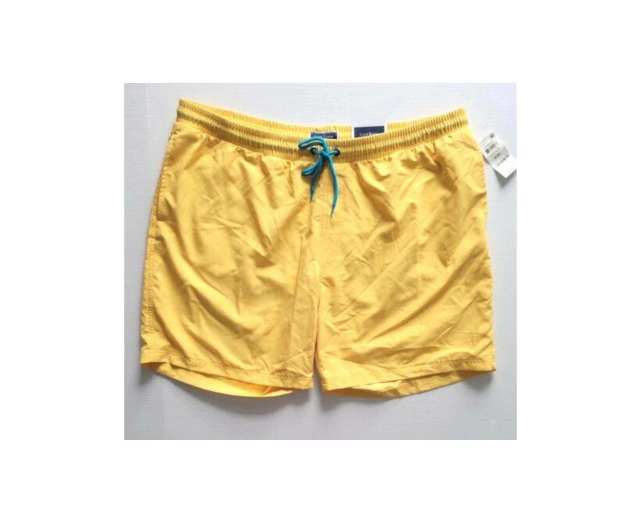 CLUBROOM Mens Yellow Drawstring Flat Frong Classic Fit Swim Trunks XXL