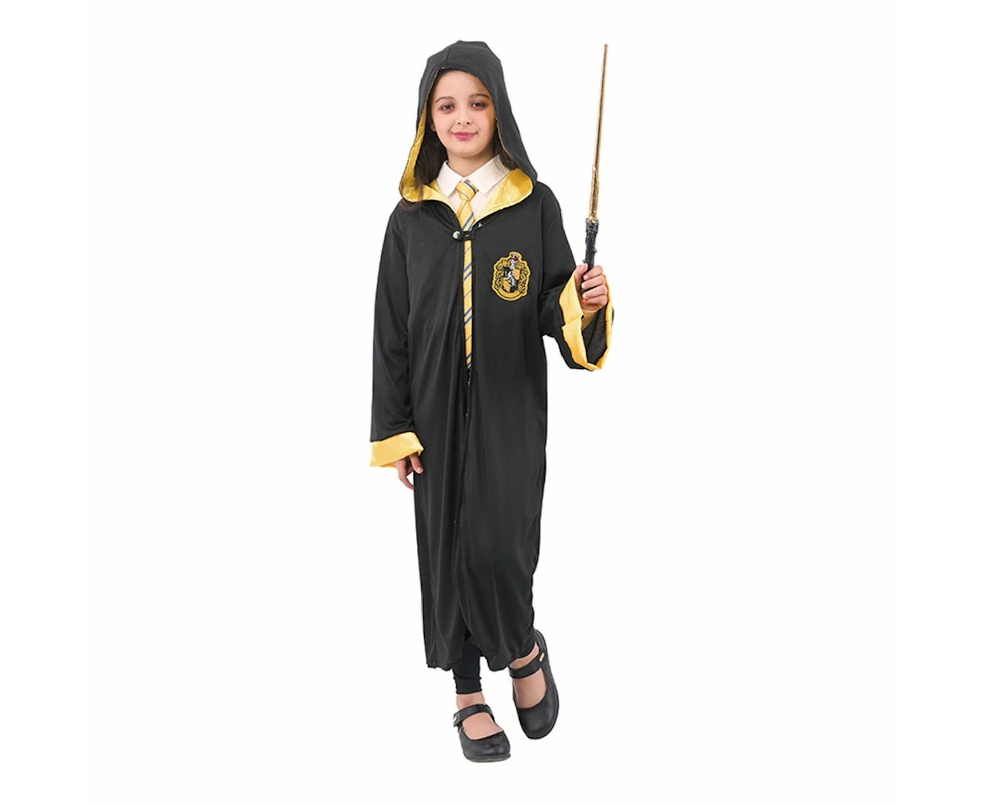 Yellow Hooded Wizard Cape Kids Costume