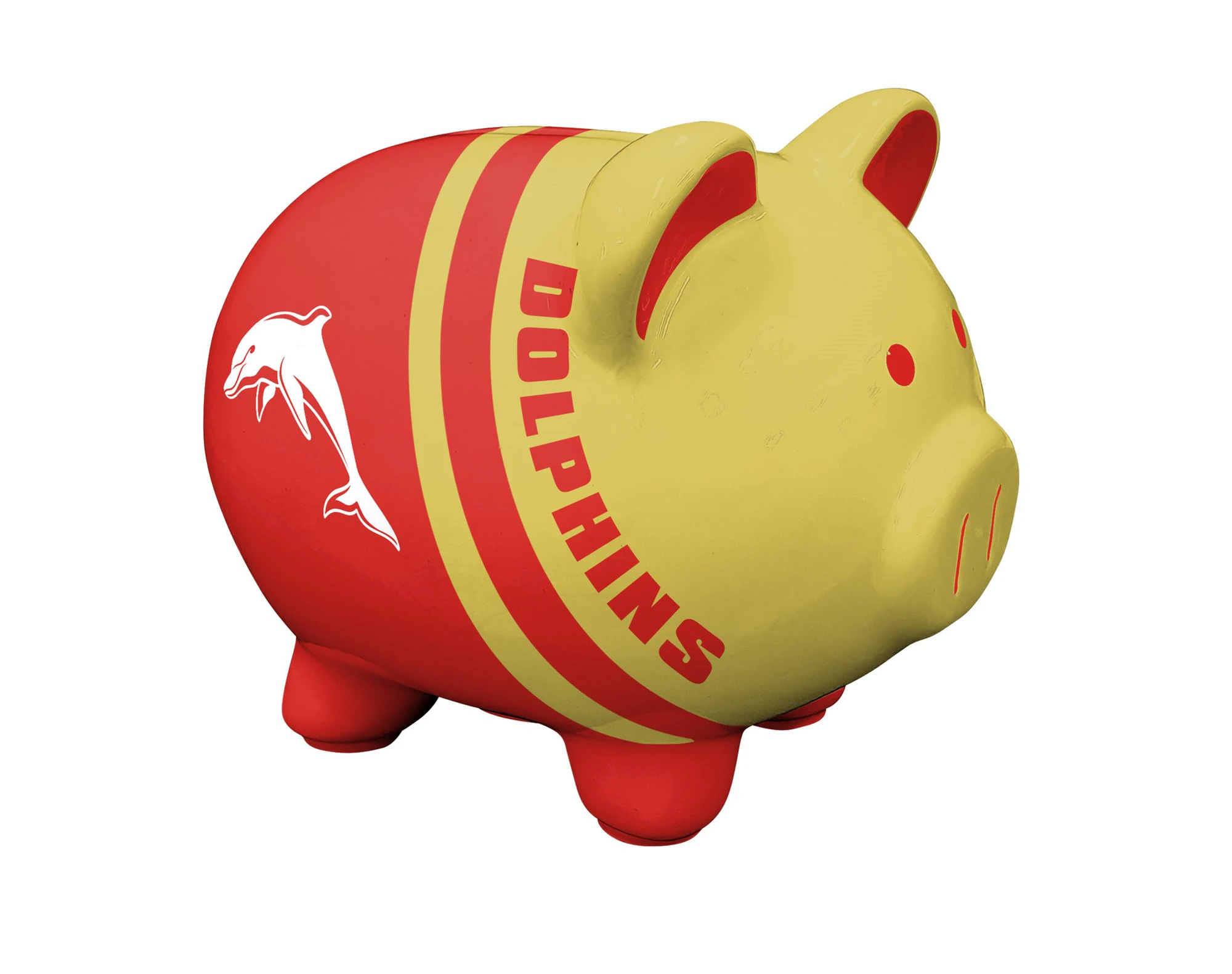 Dolphins NRL Dolomite Piggy Bank Money Box with Coin Slot