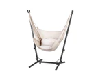 Gardeon Hammock Chair Outdoor Camping Hanging with Stand Cream