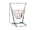 Gardeon Hammock Chair Outdoor Camping Hanging with Stand Cream